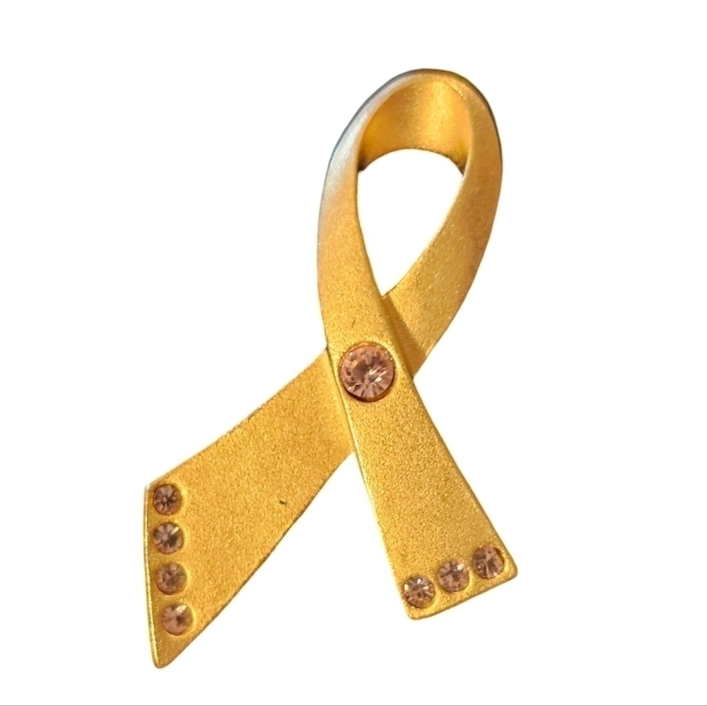 Vtg AVON Signed Pink Rhinestone Breast Cancer Awareness Ribbon